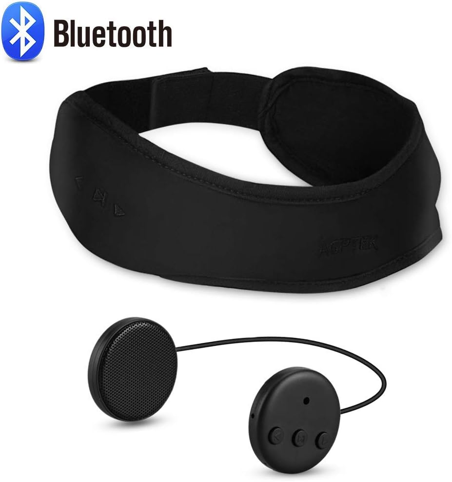 AGPTEK Fascia con Cuffie Bluetooth Fascia Capelli Auricolari con Microfono Tempo di Riproduzione di 8 Ore Ideale per Dormire Corsa Viaggi Meditazione Yoga ECC