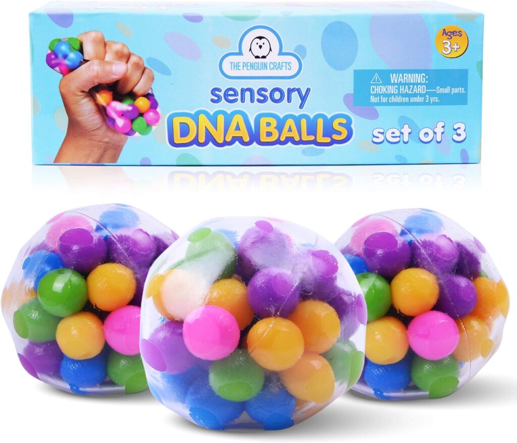 Set di palline antistress DNA per bambini e adulti confezione da 3 palline sensoriali per alleviare lo stress in silicone trasparente per alleviare lo stress e migliorare la concentrazione palline