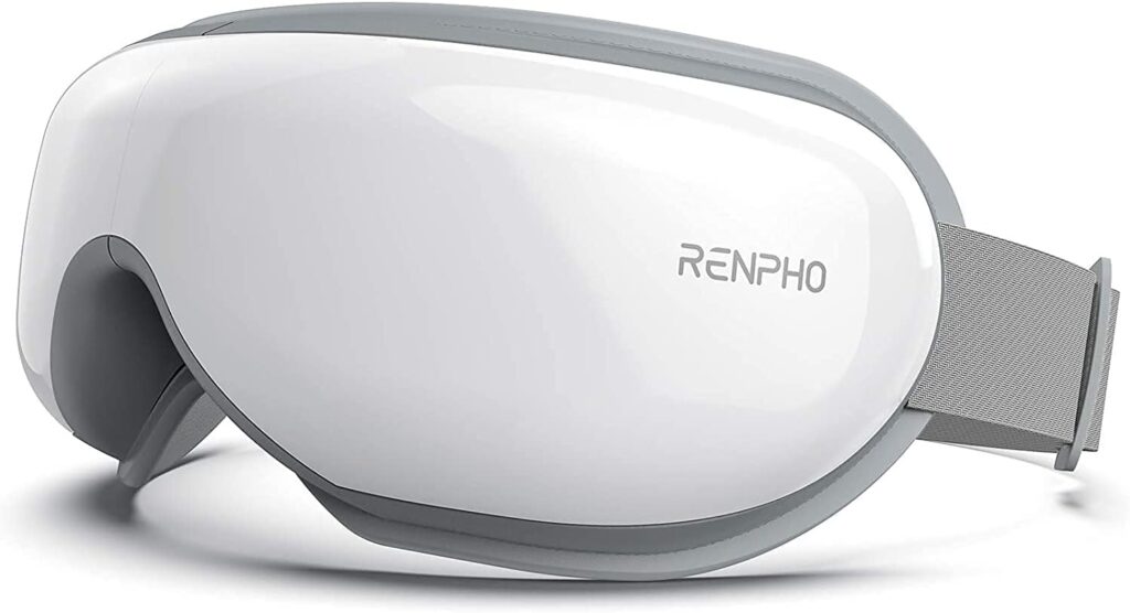 RENPHO Eyeris 1 - Massaggiatore per gli occhi con riscaldamento, Maschera occhi con musica Bluetooth per l'emicrania, Relax e affaticamento occhi, Massaggiatore riscaldato per occhi e viso