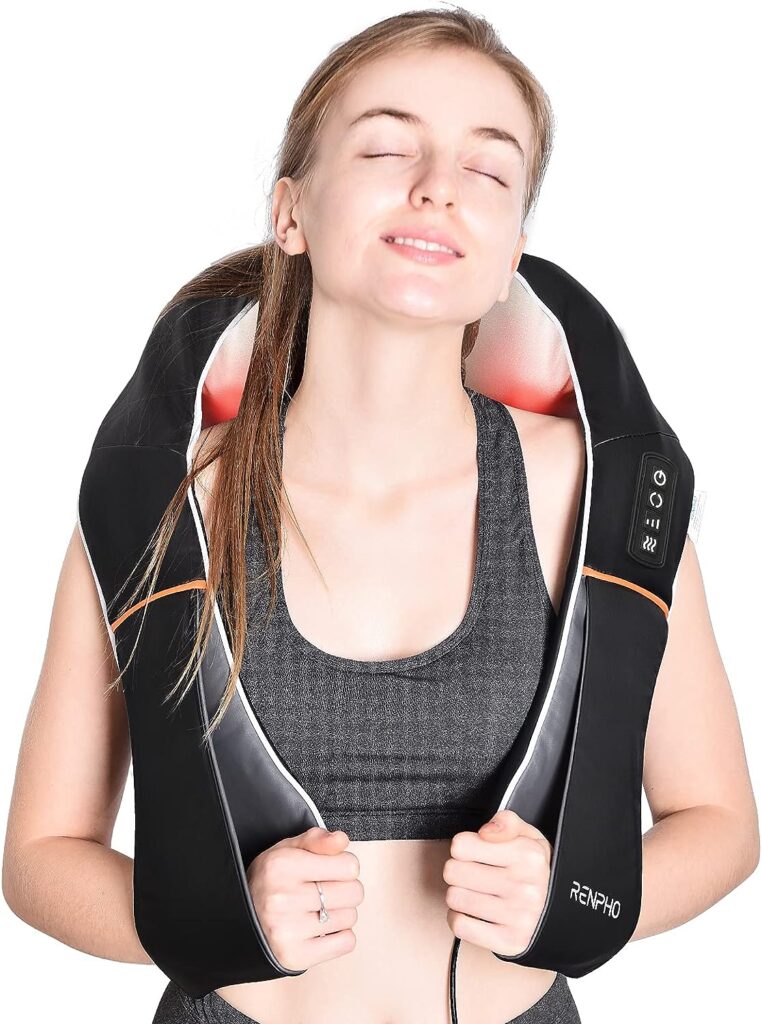 RENPHO Massaggiatore Cervicale, massaggiatore collo e spalle con calore, elettrica per Tessuto profondo Massaggio impastante 3D Cuscinetto per vita, gamba, polpaccio, braccio