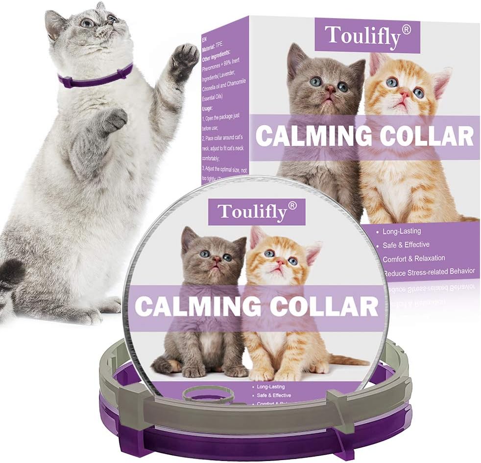 Collare calmante per Gatti, Collare Anti-ansia con Dimensioni Regolabili, 2  Mesi di Protezione, Effetto Calmante Impermeabile Sicuro Naturale Duraturo