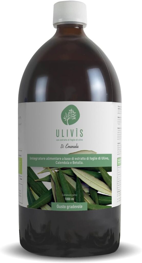 Ulivis - Estratto Foglie di Olivo Liquido Integratore Alimentare Biologico - 1 Flacone da 1 L