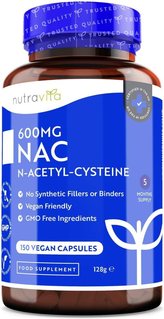 NAC N-Acetil-Cisteina 600mg - 150 Capsule Vegan - Fornitura di 5 mesi di NAC Supplemento - Elevata Biodisponibilità - Senza Additivi Sintetici Raccoglitori - Prodotte da Nutravita