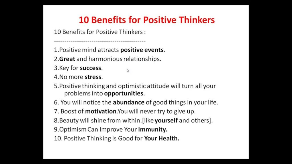 benefit of positive thinking