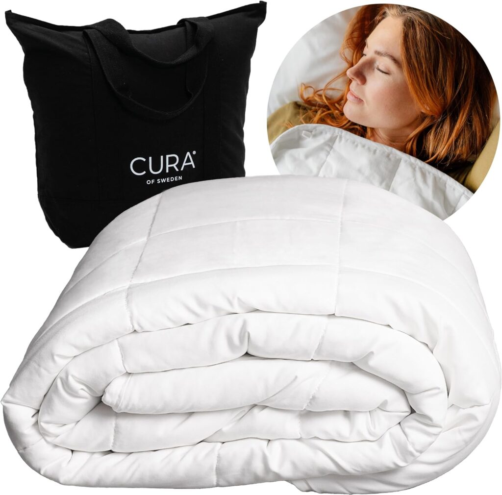 CURA Pearl Classic Coperta ponderata 150x210 7kg - Coperta Antistress - Coperta pesante per un sonno profondo e un riposo migliore - Coperta cotone